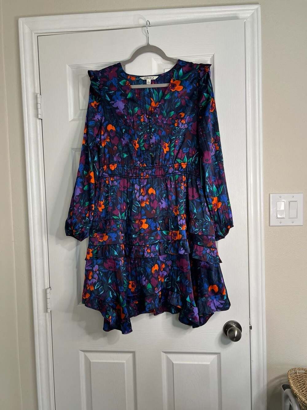 The Pioneer Woman Long Sleeve Tiered Ruffle Dress Electric Floral Royal
